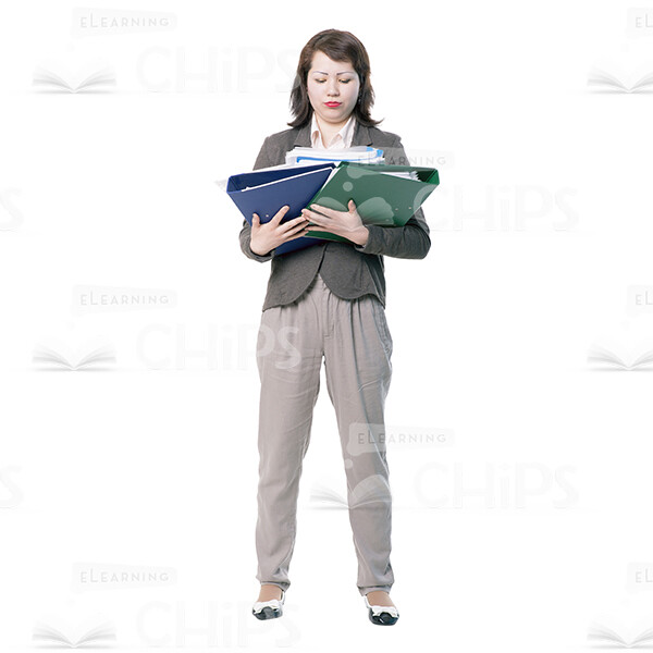 Puzzled Young Woman Holding Folders Cutout-0