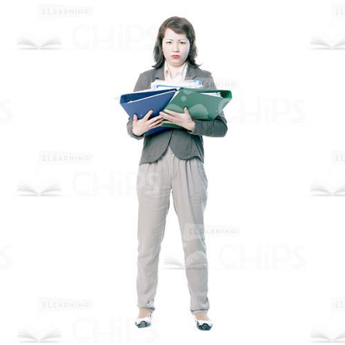 Upset Young Woman With Folders Cutout Picture-0