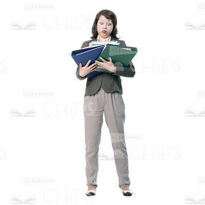 Bug-Eyed Cutout Woman Holding Folders-0