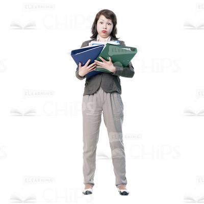 Astonished Cutout Woman Character With Folders-0