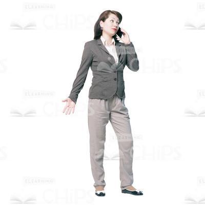 Cutout Photo Of Young Woman With Mobile Phone-0
