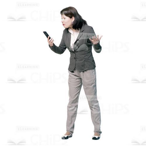 Angry Young Woman Holding The Phone Cutout Photo-0