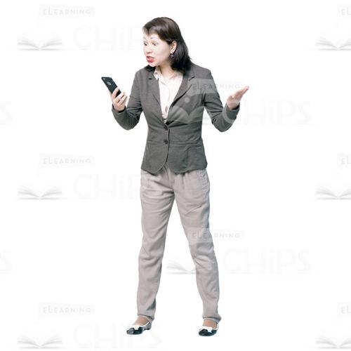 Indignant Young Woman Holding The Phone Cutout Image-0
