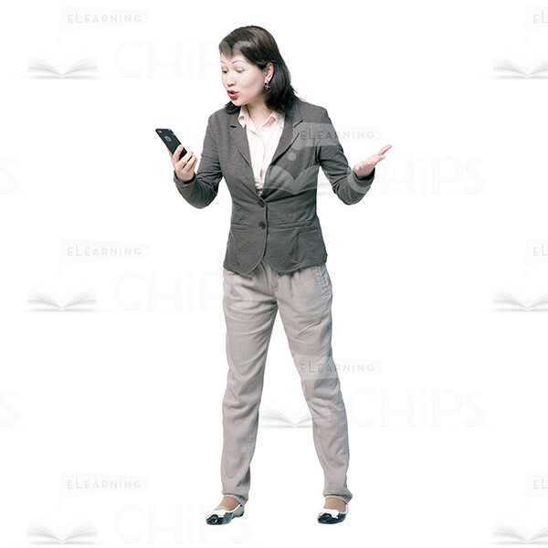 Displeased Young Woman Holding The Phone Cutout -0