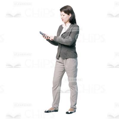 Half-Turned Cutout Woman Using The Phone-0