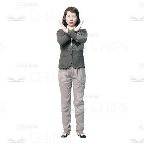Calm Young Woman Crossed Arms Cutout Photo-0