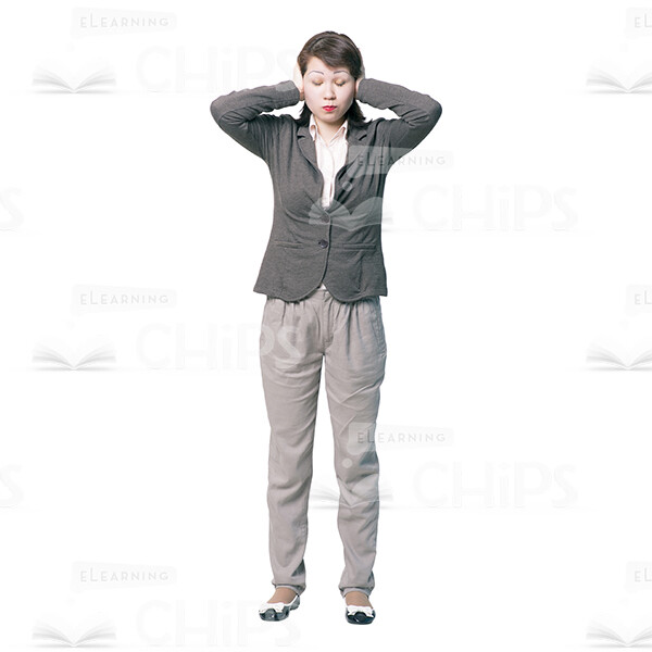 Young Woman Character Covering Ears Cutout Image-0