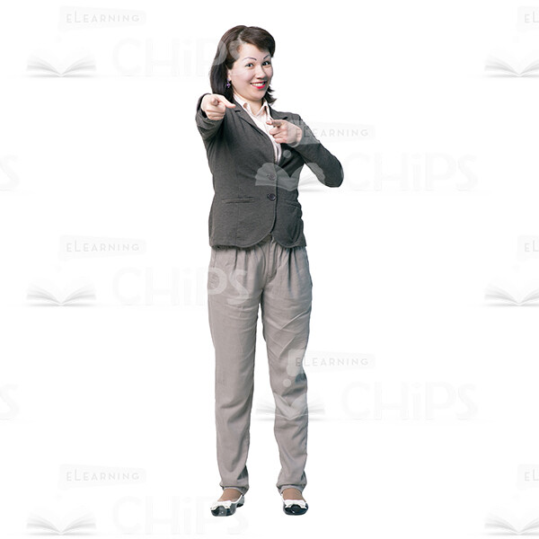Nice Woman Pointing With Both Hands Cutout-0