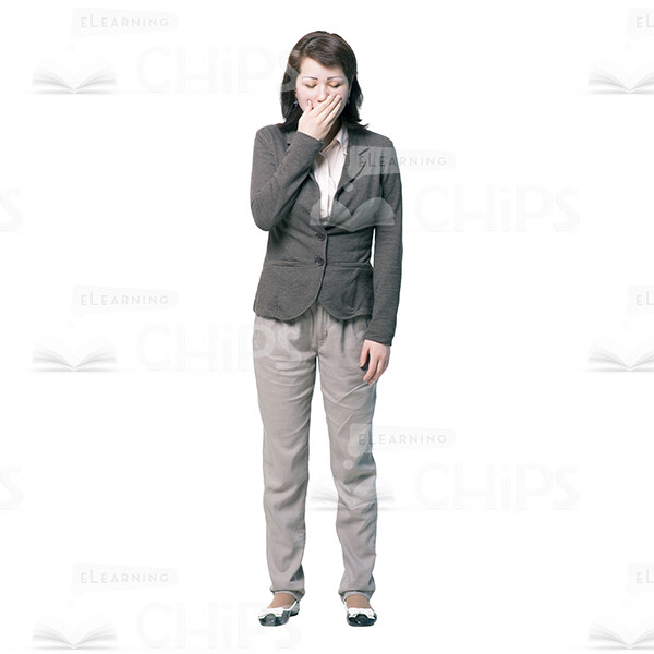 Tired Young Woman Covering Her Mouth Cutout Picture-0