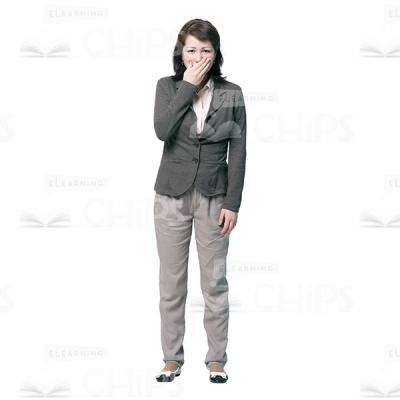 Sad Cutout Woman Character Covering Mouth-0