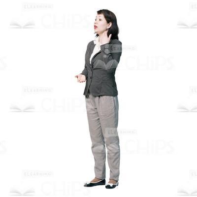 Focused Young Woman Telling Something Cutout-0