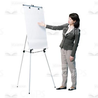 Cutout Image Of Young Woman Pointing To Flipchart-0