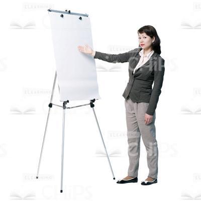 Cutout Woman Pointing At Flipchart Standing Half-Turned-13645