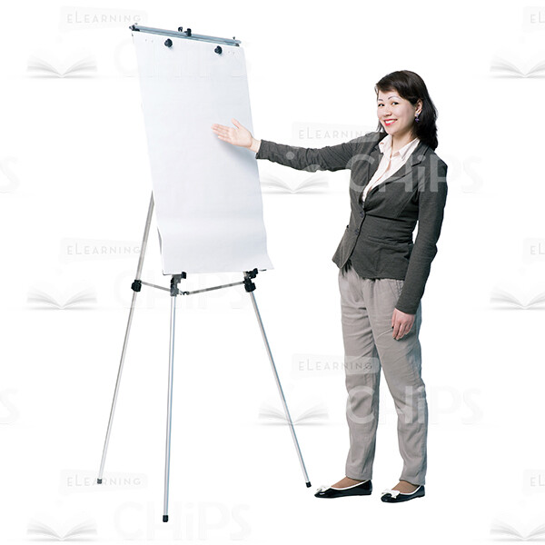 Smiling Cutout Woman Holding A Presentation -0