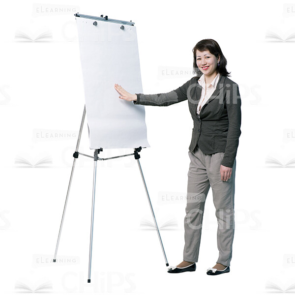 Smiling Cutout Woman Pointing To Flipchart-0
