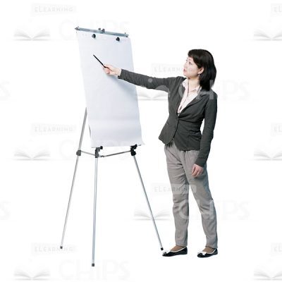 Young Woman With Marker Points At Flipchart Cutout-0