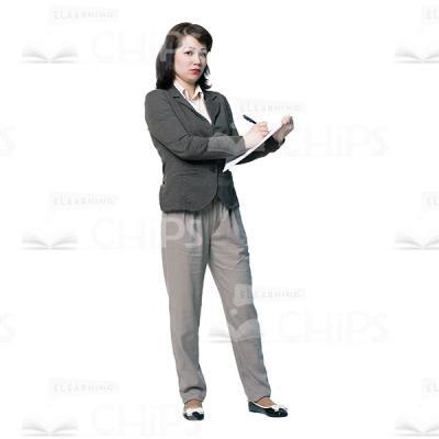 Attentive Woman Making Notes In Papers Cutout Photo-0