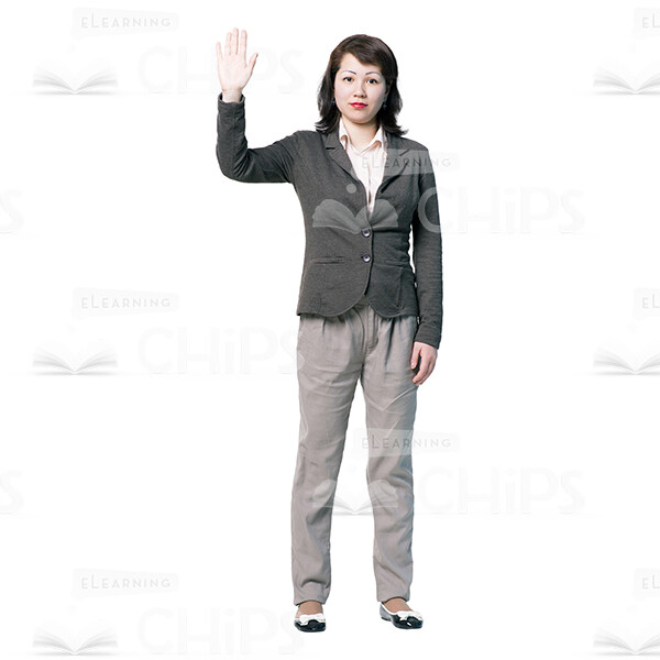 Young Woman Waving Hand Cutout Picture-0
