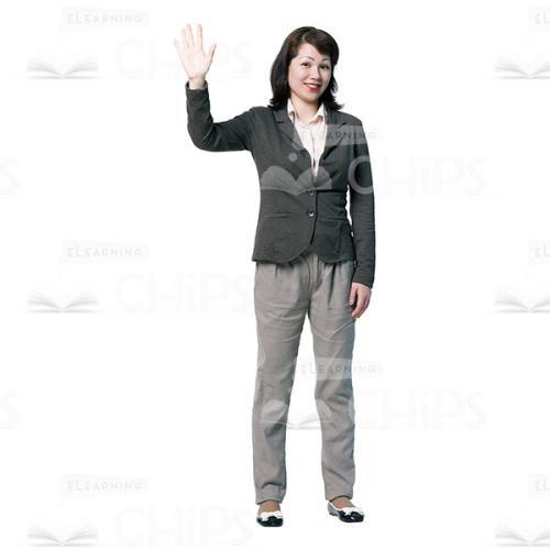 Young Woman Saying Goodbye Cutout Picture-0