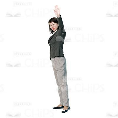 Half-Turned Woman Waving Hand Cutout-0