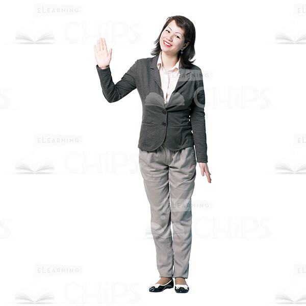 Cutout Woman Character Waving Hand -0