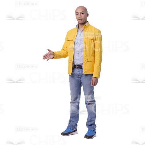 Half-Turned Young Man Offering Hand Cutout Image-0