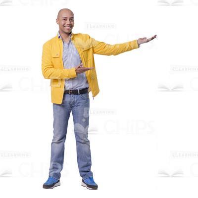 Cheerful Man Character Presenting Pose Cutout Image-0