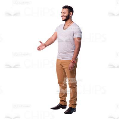 Half-turned Latin Man Making Greeting Gesture Cutout Image-0