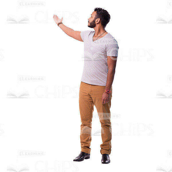 Latino Young Man Pointing Behind Cutout-0