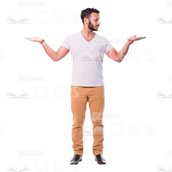 Focused Latino Man Holds Arms Apart Cutout-0