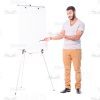 Cutout Man Character Pointing At Flipchart-0