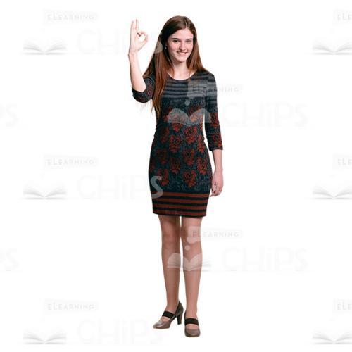 Cutout Picture Of Young Woman OK Gesture-0