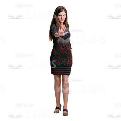 Cutout Picture Of Young Woman Makes Stop Gesture-0