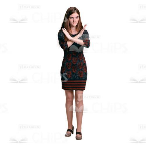 Cutout Picture Of Young Lady Warns While Crosses Arms-0