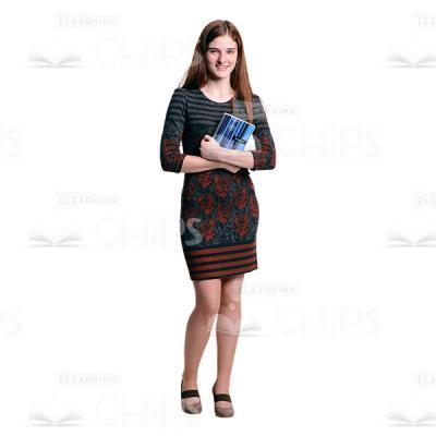 Cutout Photo Of Glad Young Lady Holding Notebook -0