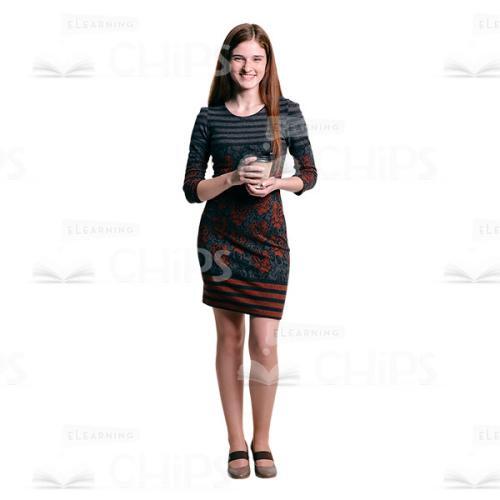 Cutout Image Of Happy Young Girl With Paper Cup -0