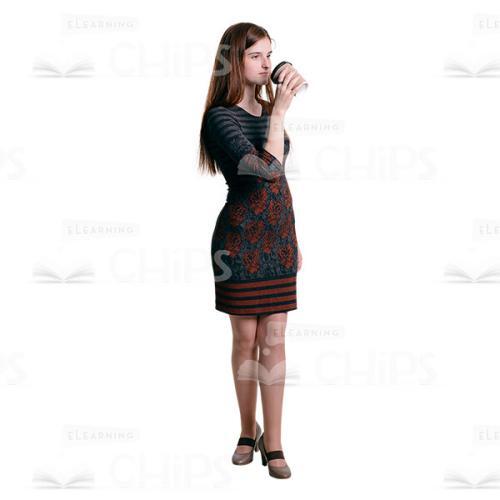Young Woman Drinking Coffee Cutout Image-0