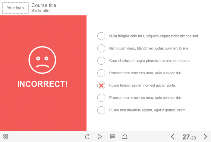 Single Choice Test With Wrong Answer — eLearning Storyline Course