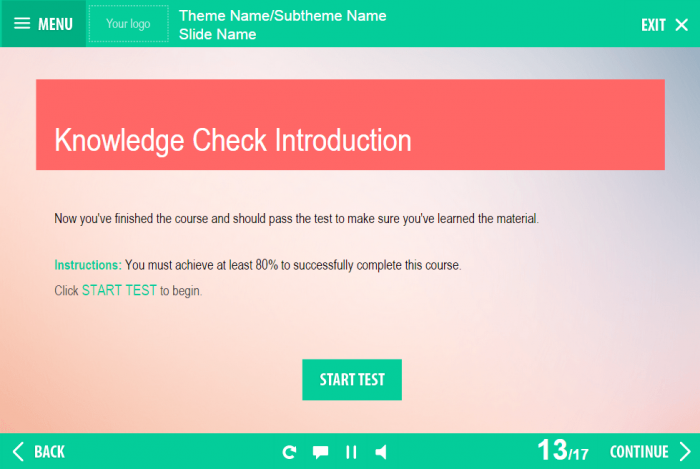 Pre-Test Slide — Download Lectora Template Package