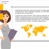 Vector Young Woman with Flipchart — Template Package for eLearning Developers
