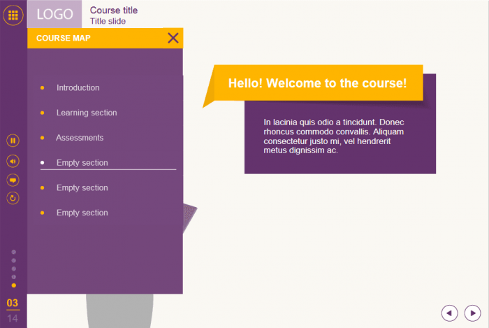 Simple Purple Course Map — Lectora Template