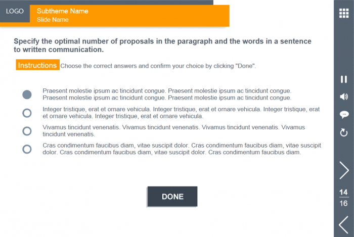 Single Choice Question — eLearning Templates for Trivantis Lectora