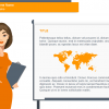Vector Young Woman with Flipchart — Template Package for eLearning Developers