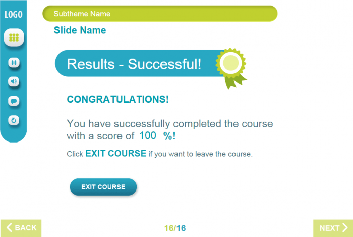 Slide with Course Results — Download Lectora Templates