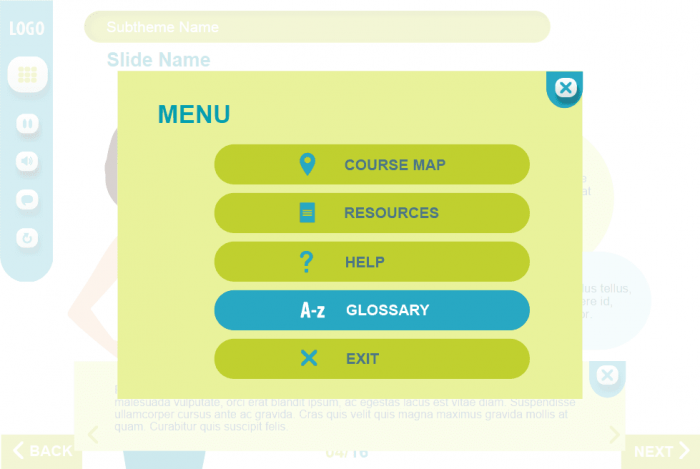 Simple Light Green Course Map — Lectora Template