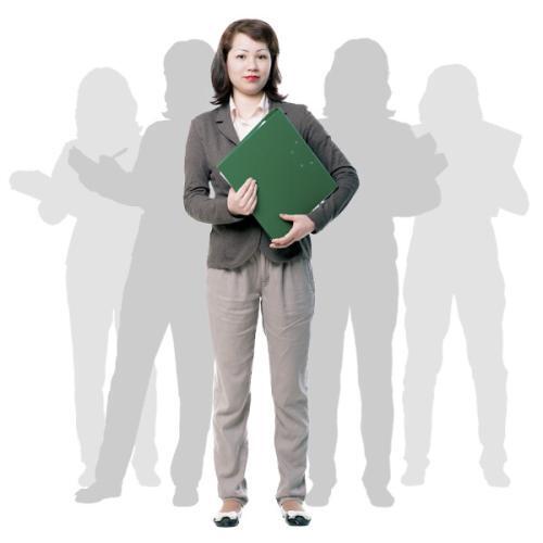 Asian Young Woman With Flipchart, Folder And Papers Cutout Photo Pack-0