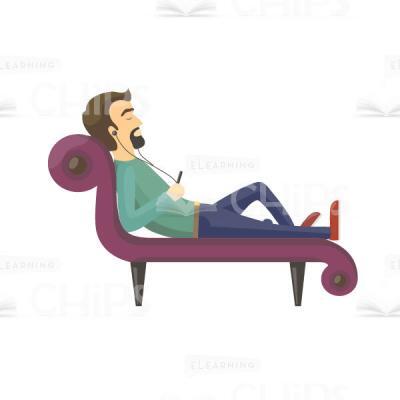 Bearded Vector Man Lying On The Sofa Profile View-15888