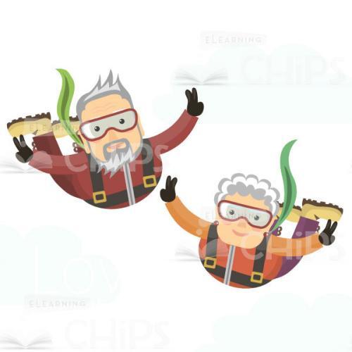 Vector Elderly Man And Woman Make A Skydive-15889
