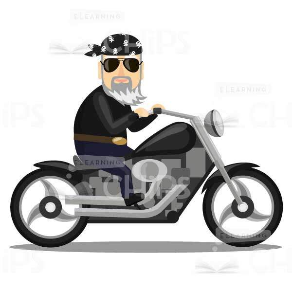 Vector Elderly Man On A Motorcycle-0