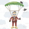 Mid-Aged Vector Man Character Likes Skydiving-15923